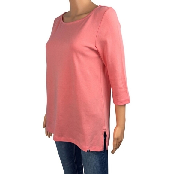 NWT Lands' End 3/4 Sleeve Boat Neck Pima Cotton Tee, Pink - Picture 3 of 9